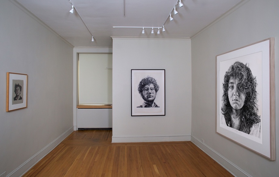 Installation view of Chuck Close: Fingerprint Paintings and Drawings, 1978-86 at Craig F. Starr Gallery