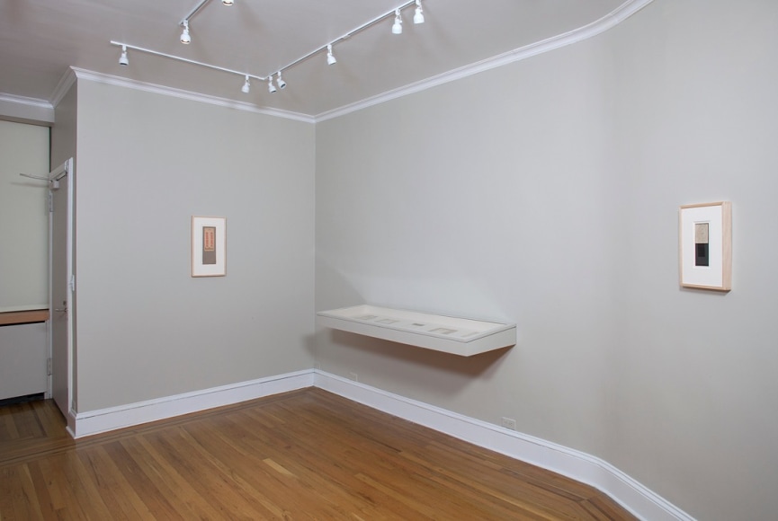 Installation view of Robert Rauschenberg: North African Collages and Scatole Personali c. 1952 at Craig F. Starr Gallery