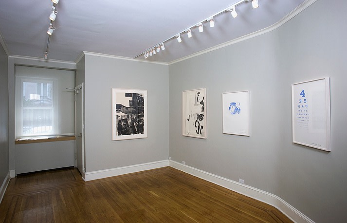 Installation view of Accident: Rauschenberg's Printmaking Breakthrough at Craig F. Starr Gallery