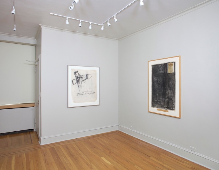 Installation view of Body Double: Jasper Johns / Bruce Nauman at Craig F. Starr Gallery