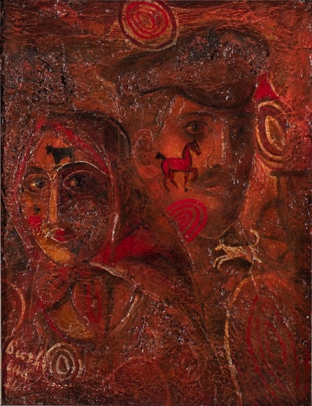 David Burliuk, Double Portrait with Animals, 1921