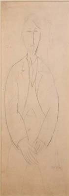 Graphite portrait of a man, Leopold Zborowski, wearing a suit.