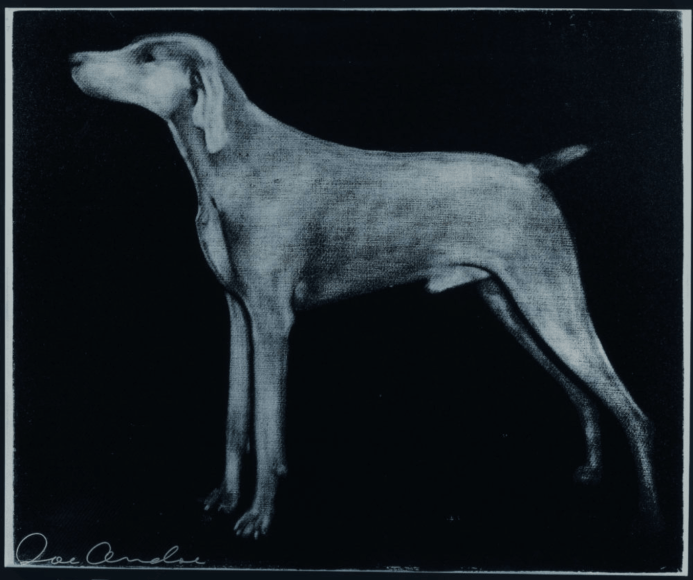 ANDOE-Joe_Weimaraner (Blue on Black)_silkscreen on canvas_50x60 inches