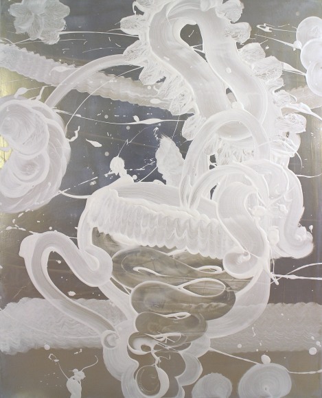 HOWE-Catherine_Mica Painting (Geisha)_acrylic mediums, interference gold/silver pigment, titanium white pigment_60x48_sold