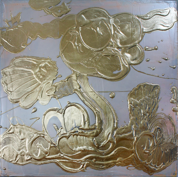 HOWE-Catherine_Opal Painting (#11)_metal leaf, acrylic mediums, pigments on canvas_24x24