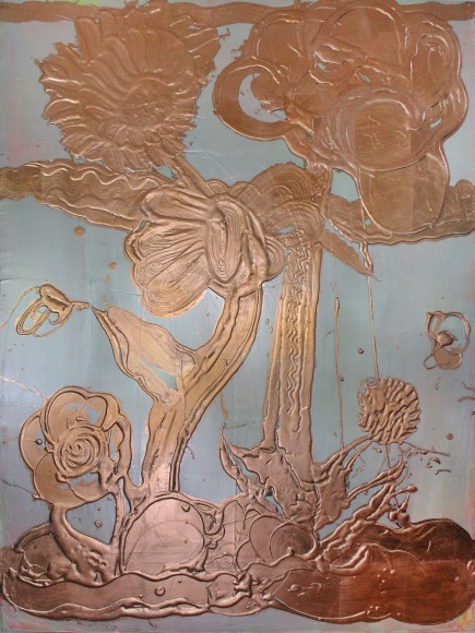 HOWE-Catherine_Opal Painting (Garden no.9)_copper leaf, mica pigment, acrylic on canvas_48x36