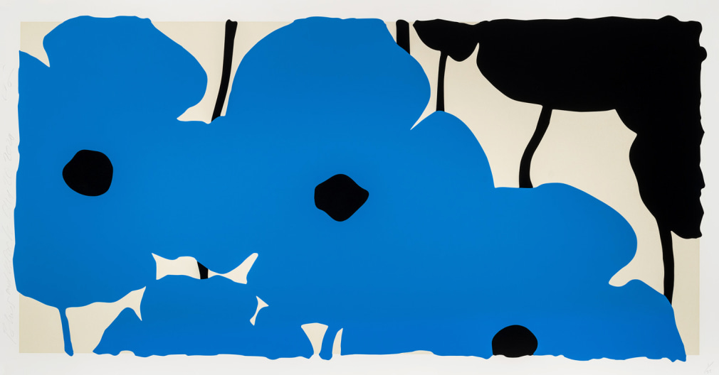 SULTAN-Donald_Blues and Blacks, Aug 20, 2020_silkscreen with enamel inks, flocking, and tar-like texture on Museum Board_44x84