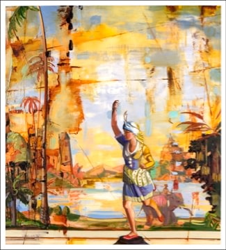 LAUGHLIN-Page-Running_Woman_oil on Mylar_46x42