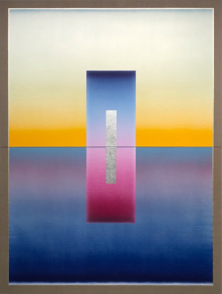 BRINDLE-Casper_TBD_acrylic-automotive paint_gold and silver leaf on linen_96x48