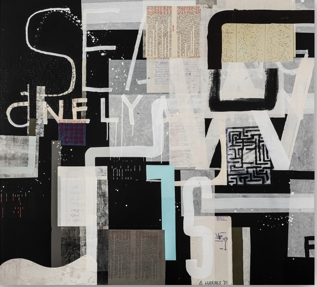 HARRIS-Alfred_Jason-and-The-Magic-Wheel_acrylic paper and silk on panel_48x48