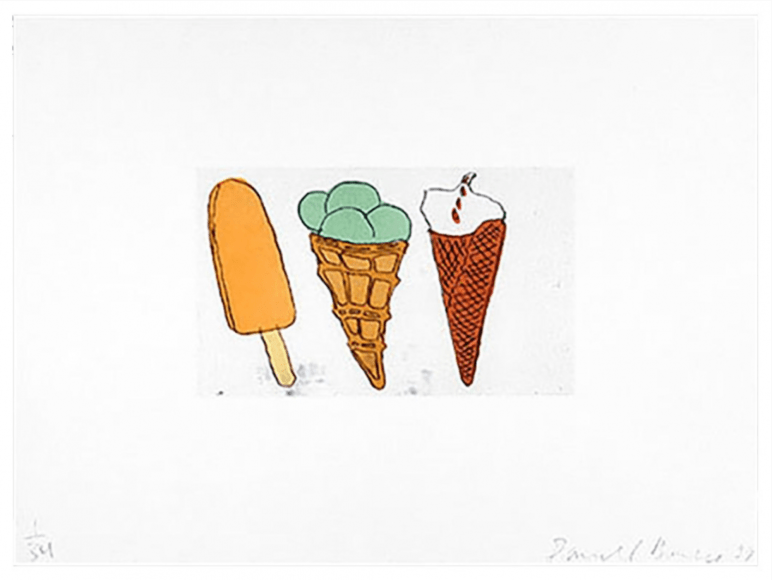 BAECHLER-Donald_Dreamsicle + 2 Cones_soft-ground etching and aquatint_9x15image_22x30paper_ed34