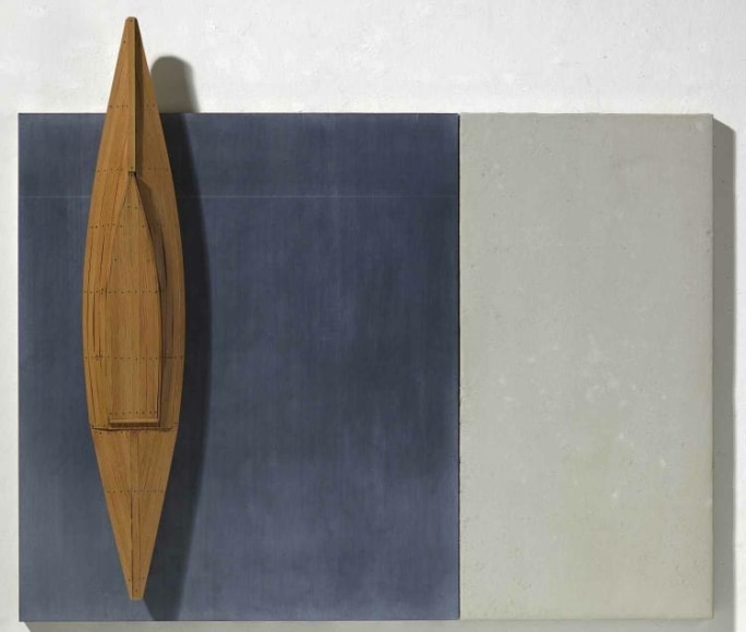 RUDDELL-David_Fir Boat, Black and Grey Board_mixed media_44x52