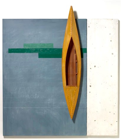RUDDELL-David_Blackboard with Green-Shellac Boat_70x61x8