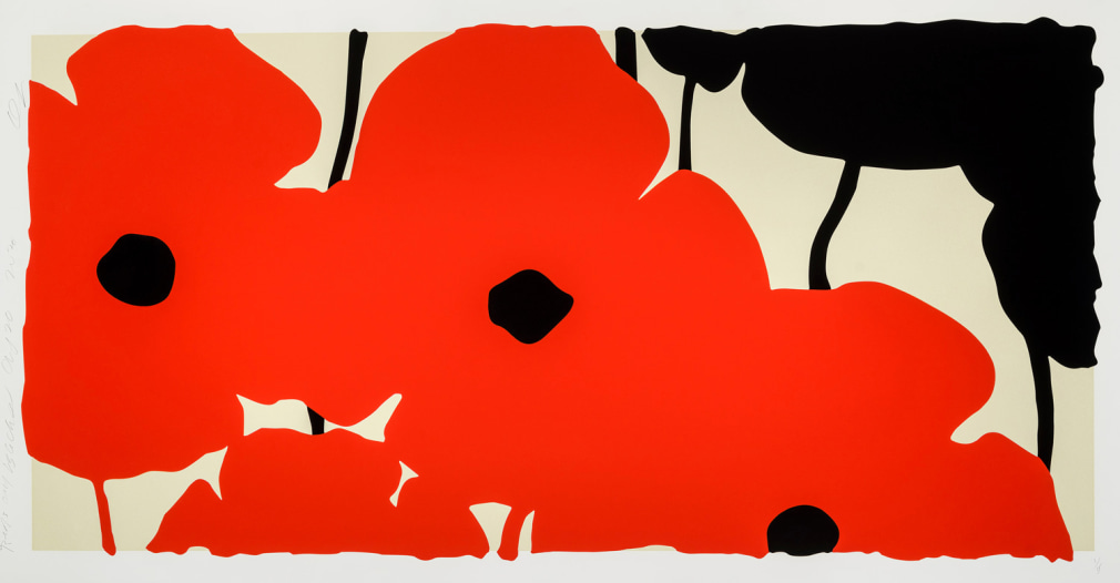 SULTAN-Donald_Reds and Blacks, Aug 20, 2020_silkscreen with enamel inks, flocking, and tar-like texture on Museum Board_44x84