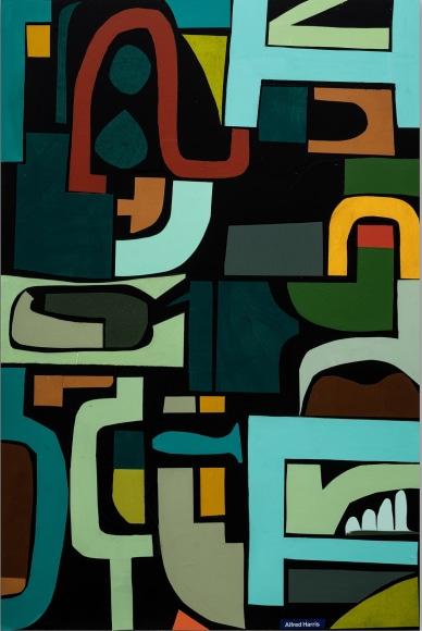 HARRIS-Alfred_Locked-and-Loaded_acrylic and paper on panel_35x23.5