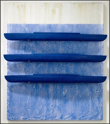 RUDDELL-David_Blue Board-3 Blue Boats_50x43x8