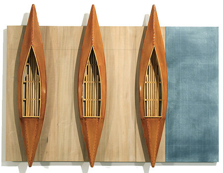 RUDDELL-David_Three Schellaced Boats-Blackboard_51x67x7