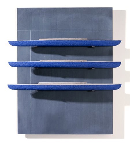 RUDDELL-David_Black Board-3 Blue Boat_28x24x4