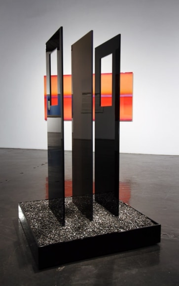 Framed Refraction II, 2017, aluminum, automotive paint, automotive clear coat, 40&quot; x 40&quot; base, 67&rdquo; height