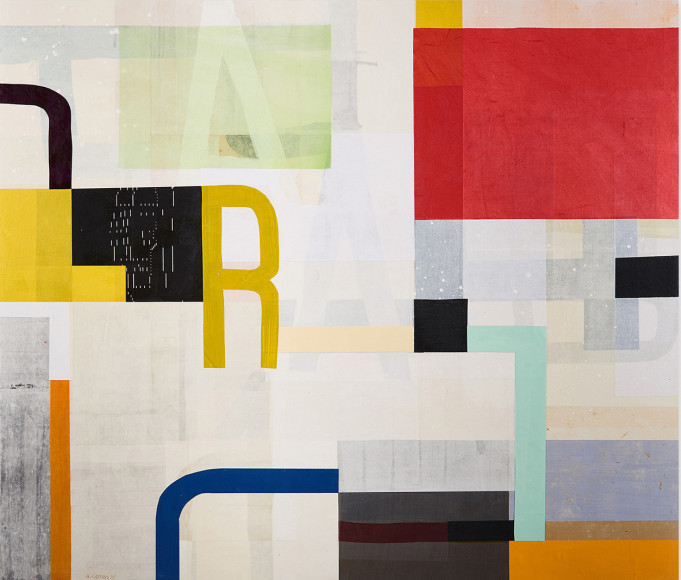 Alfred-HARRIS_Plastic-Wrapped-Taxi_acrylic, paper and silk on panel_48x56