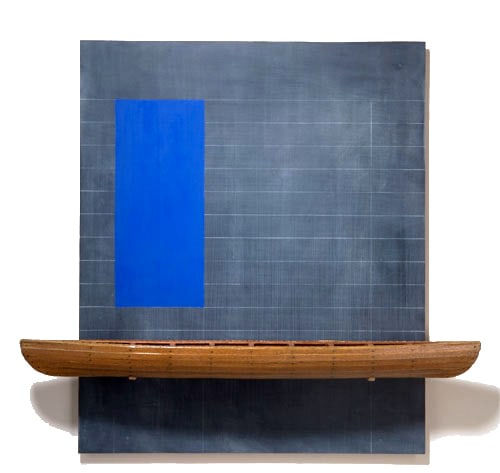 RUDDELL-David_Blackboard with Blue-Shellac Boat_38x49x7