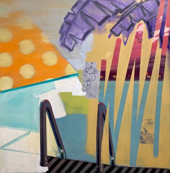 GREENBERG-Sheldon_blur running by the pool in her polka dot bikini__oil on canvas_40x40