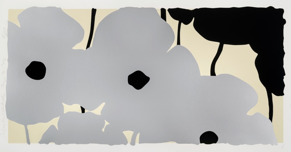 SULTAN-Donald_Silvers and Blacks, Aug 20, 2020_silkscreen with enamel inks, flocking, and tar-like texture on Museum Board_44x84