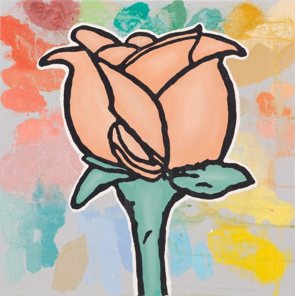 Baechler-Everybody-Says-They_acrylic and fabric collage on canvas_24x24