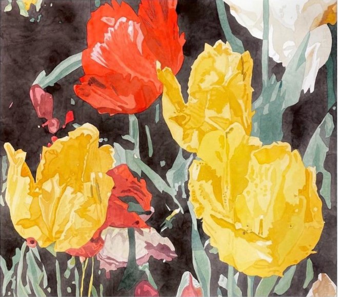 Bradley Kerl Tulips, 2021 watercolor on paper 22 x 25 1/2 inches