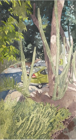 Bradley Kerl LA (Insight), 2021 watercolor on paper paper: 22 x 12 1/4 inches frame: 27 1/4 x 17 1/2 inches