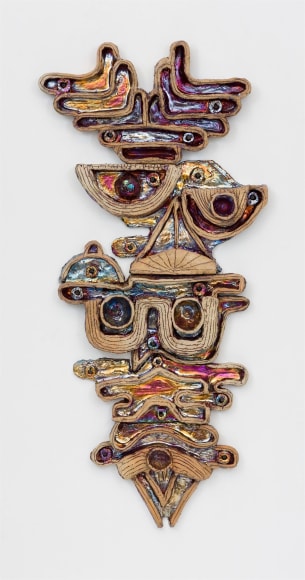 Julia Kunin Chambered Figure, 2018 ceramic wall piece 47 x 21 x 3 inches