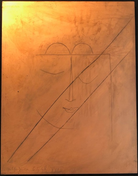 Pablo Picasso  Carmen. Plate XXVII, 1948 (May 6)  copper plate  object: 14 x 11 inches  frame: 24 9/16 x 20 15/16 x 2 1/2 inches  $37,000