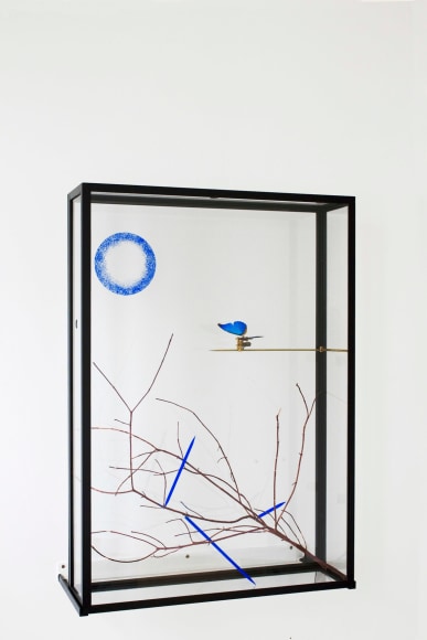 Rebecca Horn  Eulenwind, 2009  acrylic, pencil, color pen on paper, butterfly, mechanism  39.5 x 28 x 12.25 inches