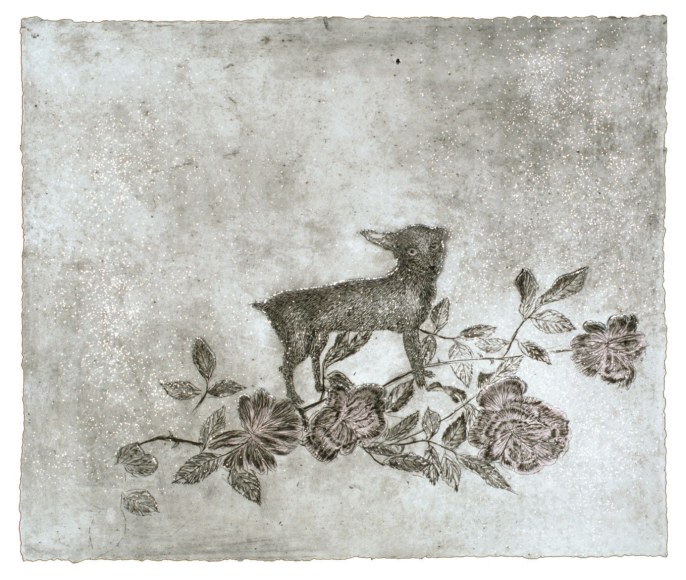 Kiki Smith  Regalo, 2003  Mixografia print on handmade paper, glitter  21 x 25 inches  edition of 50  $7,000