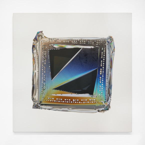 Larry Bell  Mirage Painting #256, 1991  mixed media/ white canvas  43 x 43 in.