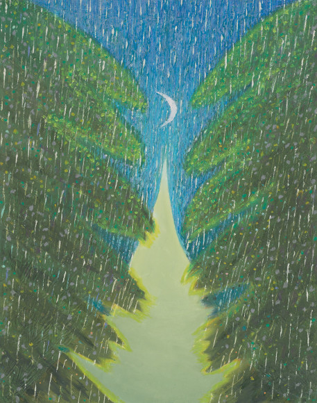 Ping Zheng All About Rain, 2019 oil stick on paper 11 x 13 7/8 inches