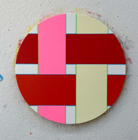 Aaron Parazette EdK #7, 2025 acrylic on linen 22 inches in diameter