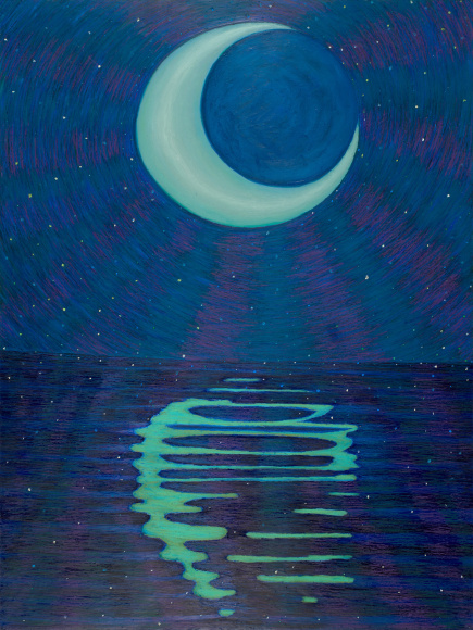 Ping Zheng A Moon Night, 2020 oil stick on paper 24 x 18 inches