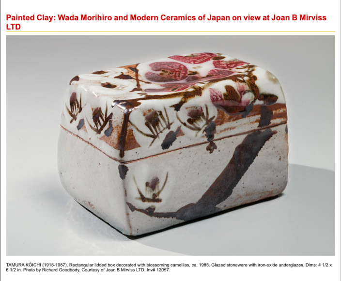 PAINTED CLAY is today's cover story in ArtDaily