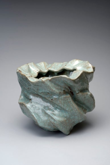 Twisting, carved crackled-celadon glazed vessel, 1968