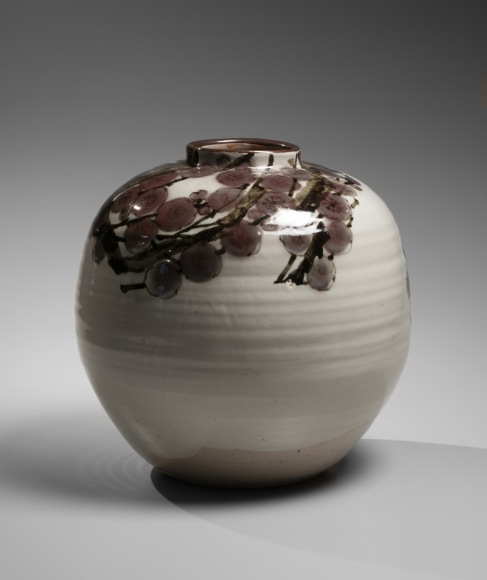 Tamura Kōichi (1918-1987), Iron and copper-glazed, plum blossom patterned, large vessel