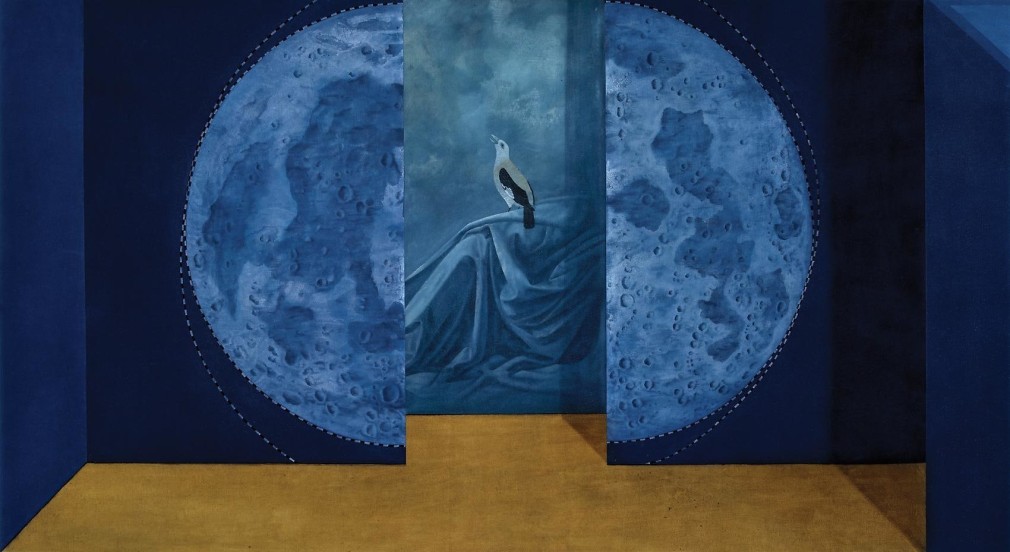 Descent of the Moon, Chinese Ink and Mineral Color on Paper, 2009