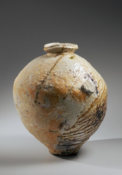 Large asymmetrical&nbsp;Shigaraki&nbsp;wood-fired vessel, ca. 1985