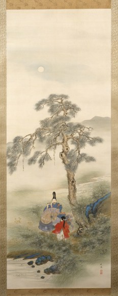 NAKABAYASHI CHIKKEI The courtier Minamoto no Nakakuni on horseback playing the flute