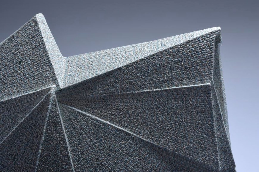 Large horizontal multi-faceted sculpture with recessed upper side, 2012