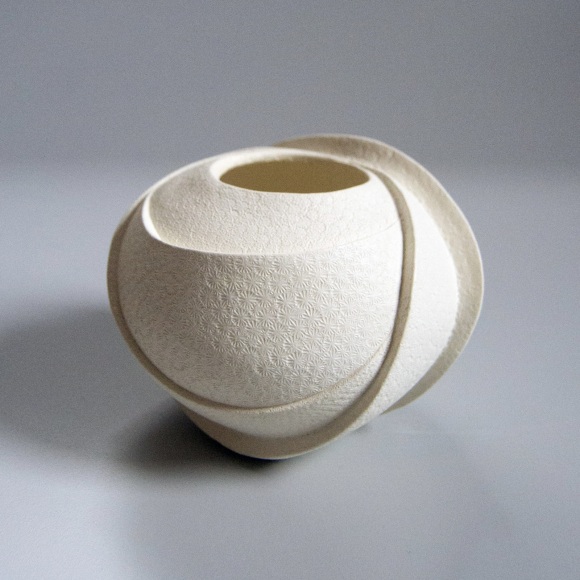 White vessel with impressed patterning, 2017