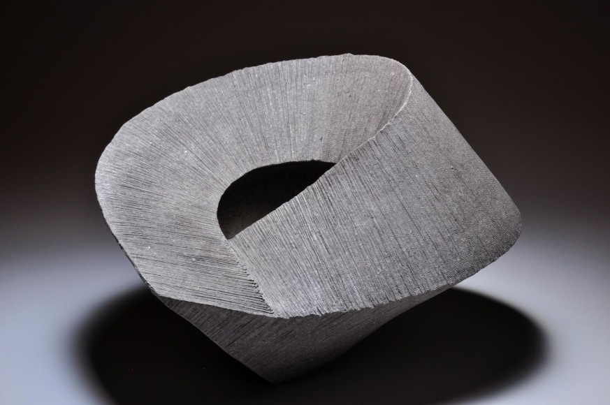 Hoshino Kayoko, twisting bowl, 2011, impressed stoneware, Japanese sculpture, Japanese ceramics, Japanese pottery, Japanese vessel, Japanese contemporary ceramics
