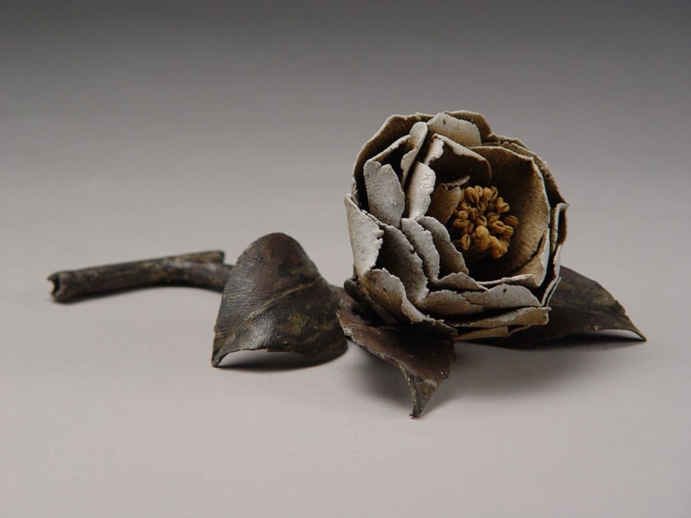 Stoneware sculpture of a Camellia, 2005
