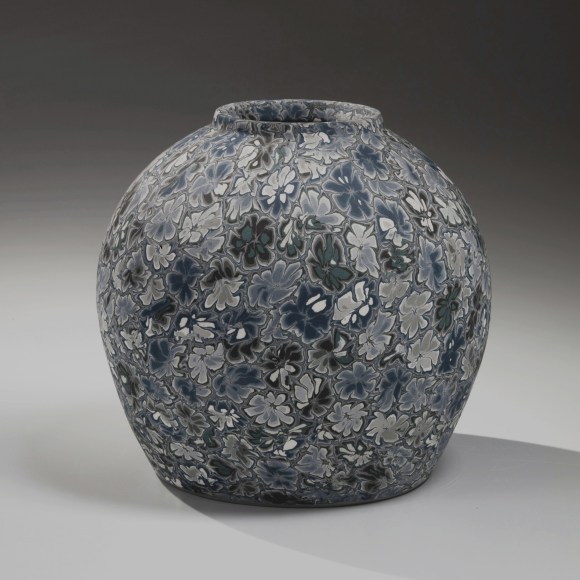 Matsui Kōsei (1927-2003), Blue and white&nbsp;neriage&nbsp;(marbleized) vessel