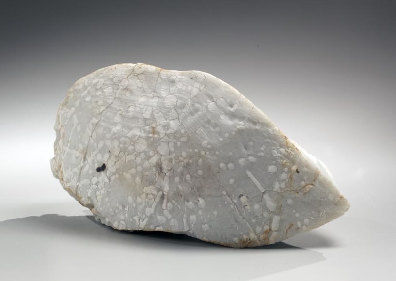 Abstract sculptural form that has been &ldquo;excavated&rdquo; from a larger form with molten glaze in pale green, molten exterior and rough powdery glazed interior, ca.2000-2005